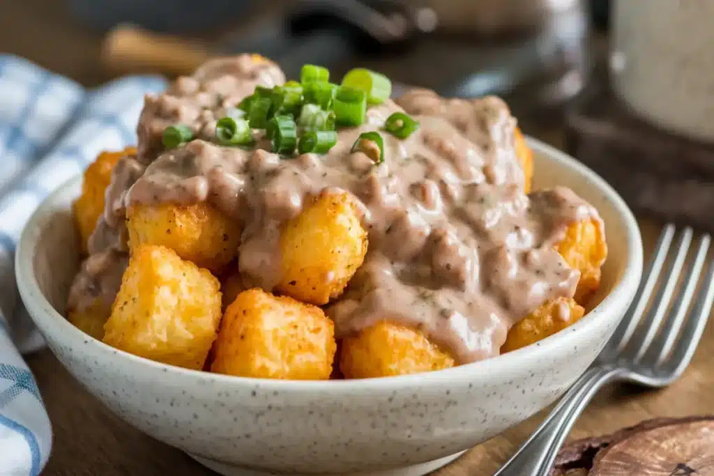 Tater Tot Breakfast Bowl with Sausage Gravy