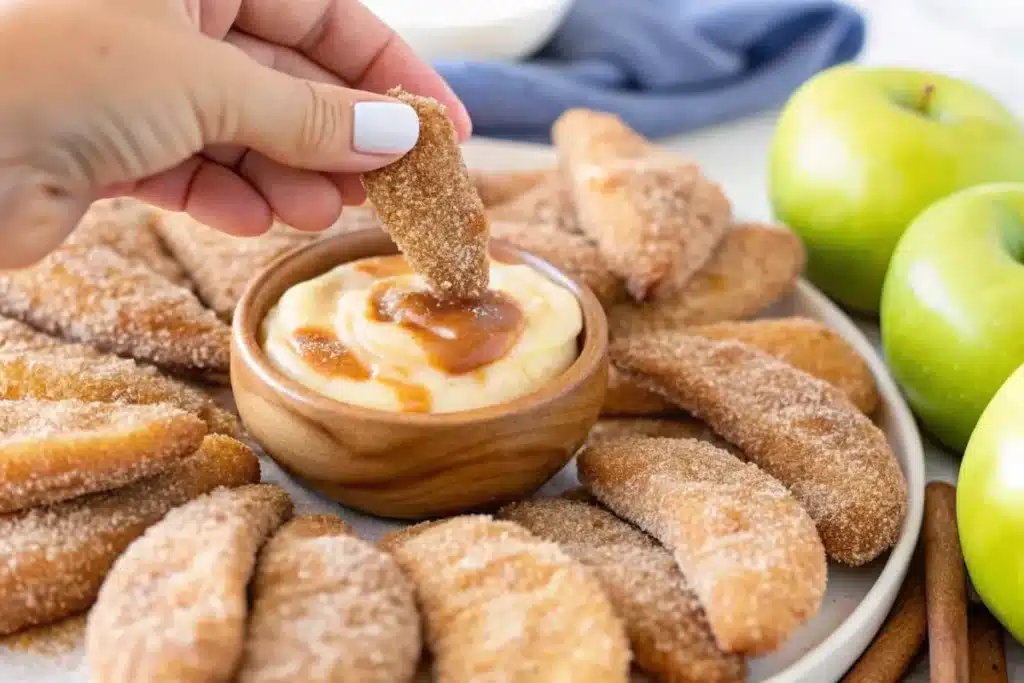 Delicious Apple Fries with Caramel Cream Dip