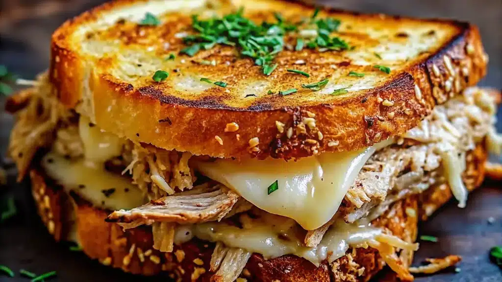 Make this Recipe: Cheesy Chicken Garlic Bread Sandwich At Home