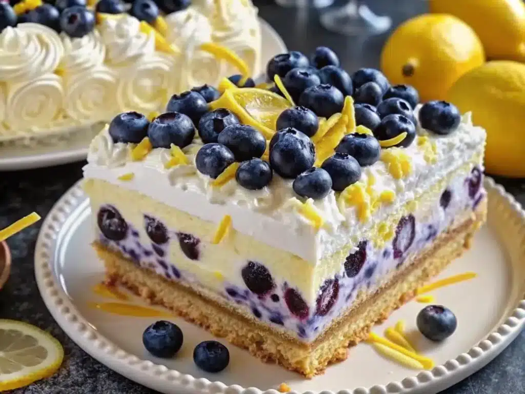No-Bake Lemon Dazzling Blueberry Cream Cake Recipe
