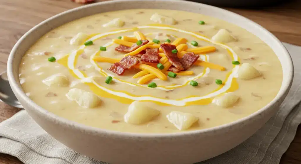 Bowl of creamy Crock-Pot Crack Potato Soup
