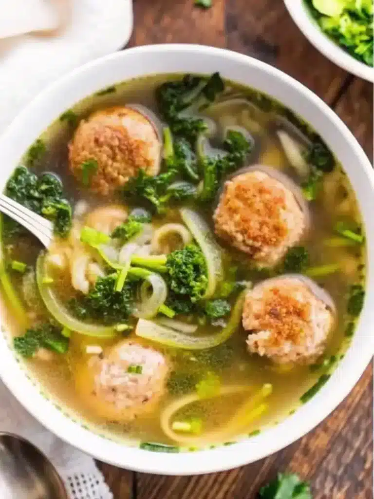 Juicy turkey meatballs and zoodles in flavorful broth