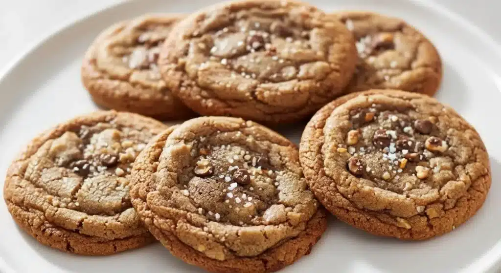 Fresh brown butter coffee toffee cookies with chewy centers and crisp edges