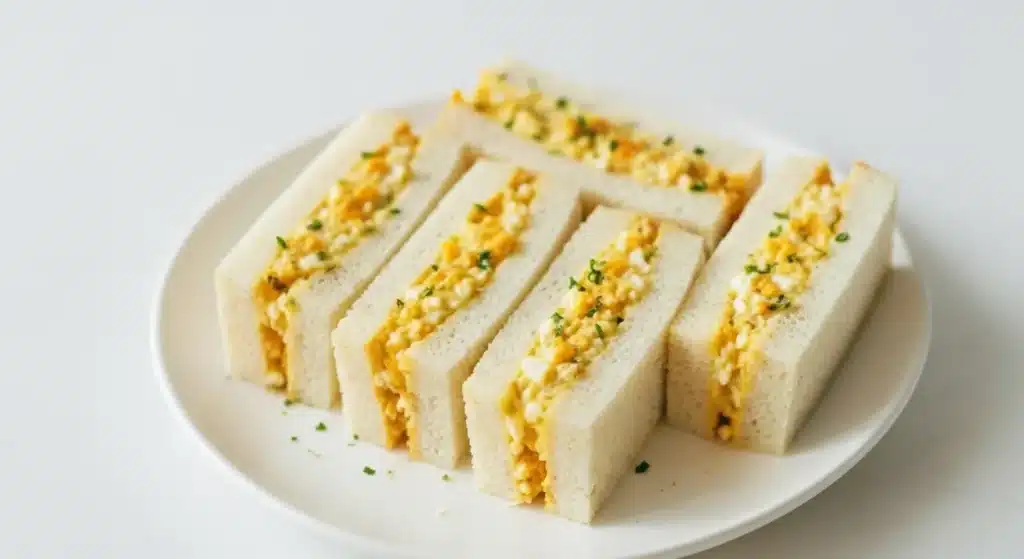 Classic Tamago Sando with creamy egg filling on Japanese milk bread