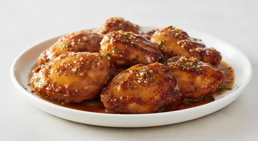 Tender slow cooker brown sugar garlic chicken in rich sticky sauce