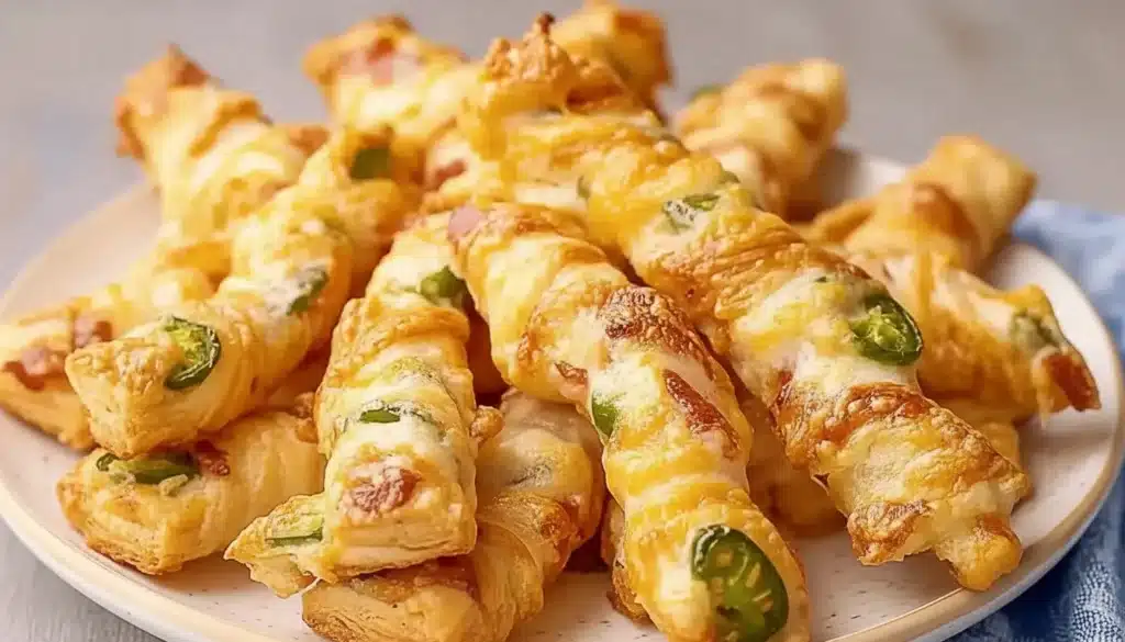 Freshly baked jalapeño popper twists filled with cream cheese and cheddar