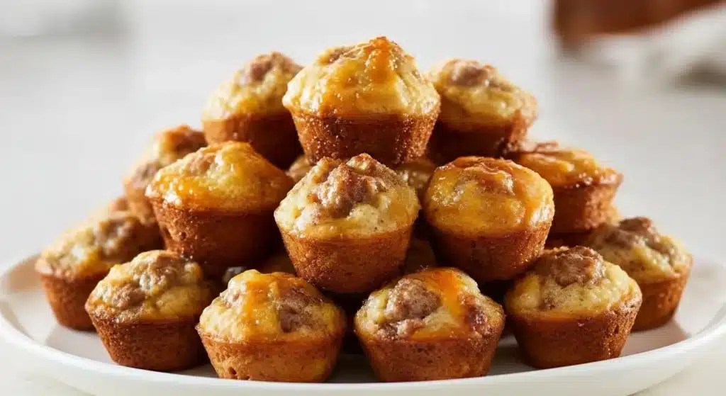Freshly baked McGriddle Bites with sausage, egg, cheese, and maple syrup
