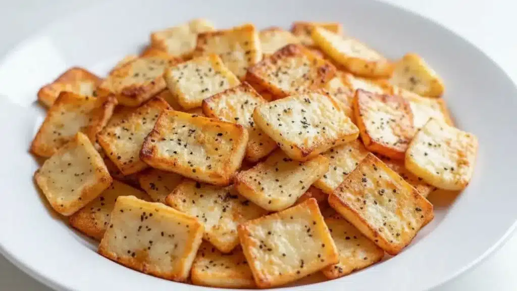 Crispy baked cottage cheese chips golden and crunchy
