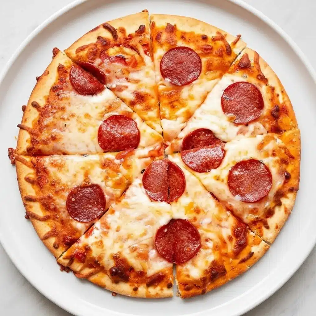 Baked Fathead pizza with golden low-carb crust and melted toppings