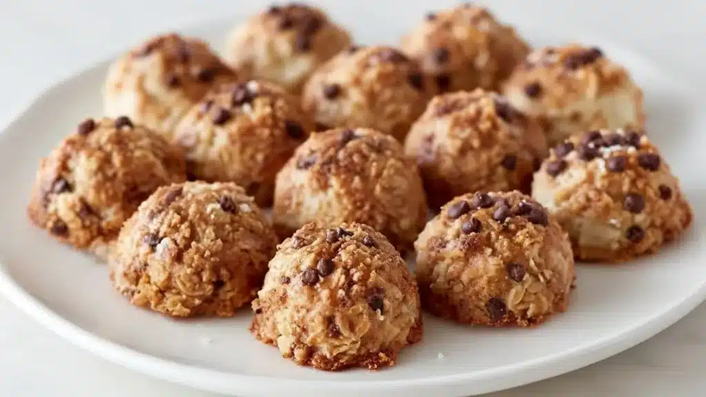 No-Bake Moose Farts dessert balls coated in shredded coconut