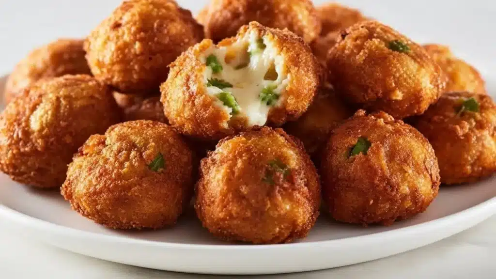 Golden fried Texas Roadhouse Rattlesnake Bites with melted cheese