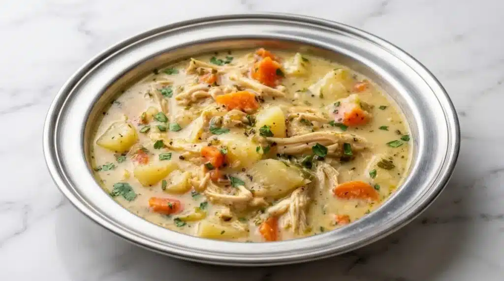 High Protein Chicken Pot Pie Soup