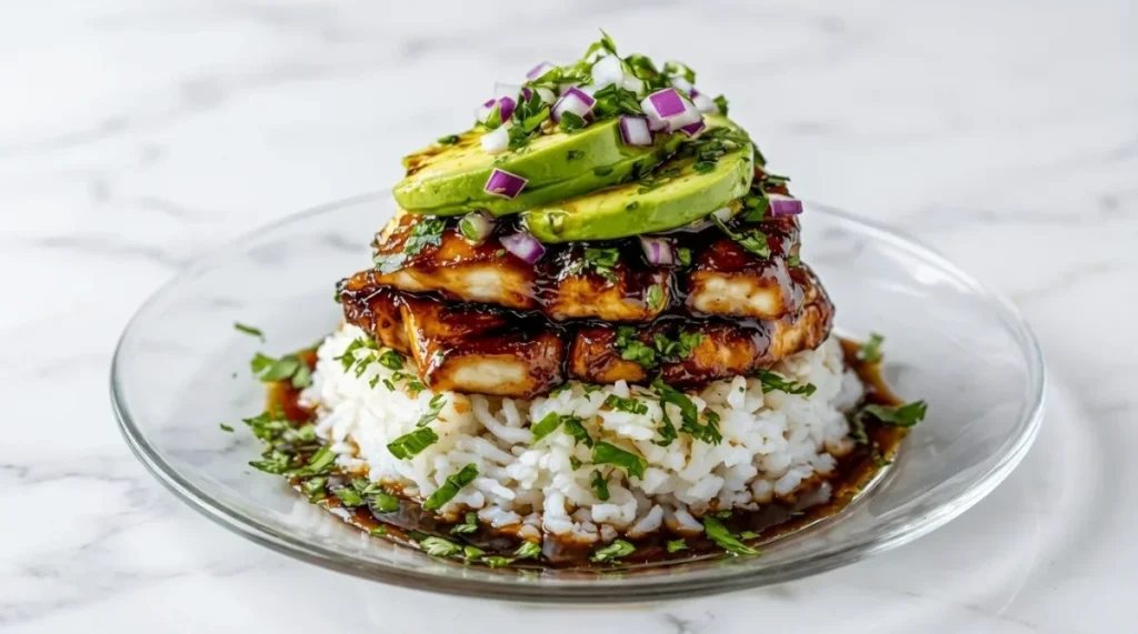 Honey Lime Chicken & Avocado Rice Stack