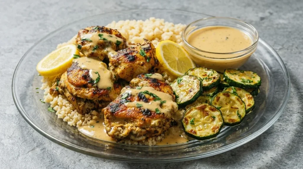 Creamy Lemon Butter Chicken with Crispy Zucchini