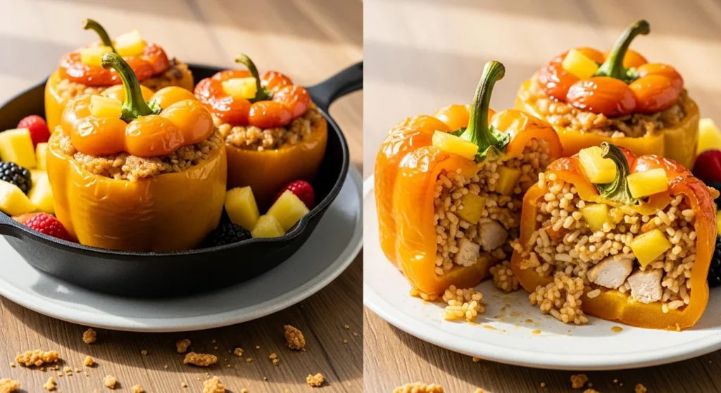 Teriyaki Pineapple Chicken and Rice Stuffed Peppers