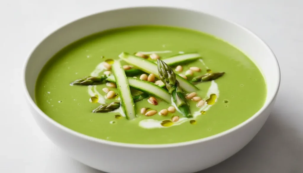 Roasted Broccoli & Cheddar Soup topped with sharp cheddar and thyme