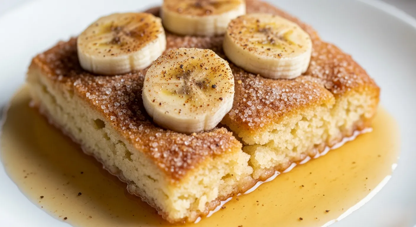 A bubbling dish of Southern Banana Cobbler with a golden-brown crust and sliced bananas
