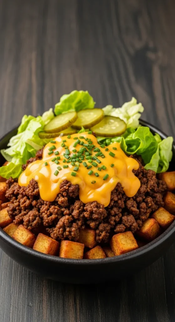 Vertical promotional graphic showcasing the Smash Burger Bowl Perfection recipe with a 'must-try' call to action.