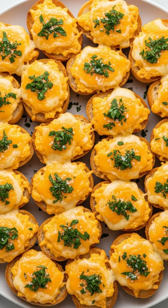 A vertical Pinterest-style graphic showing a close-up cheese pull from a warm batch of Mini Grilled Cheese Hawaiian Rolls.