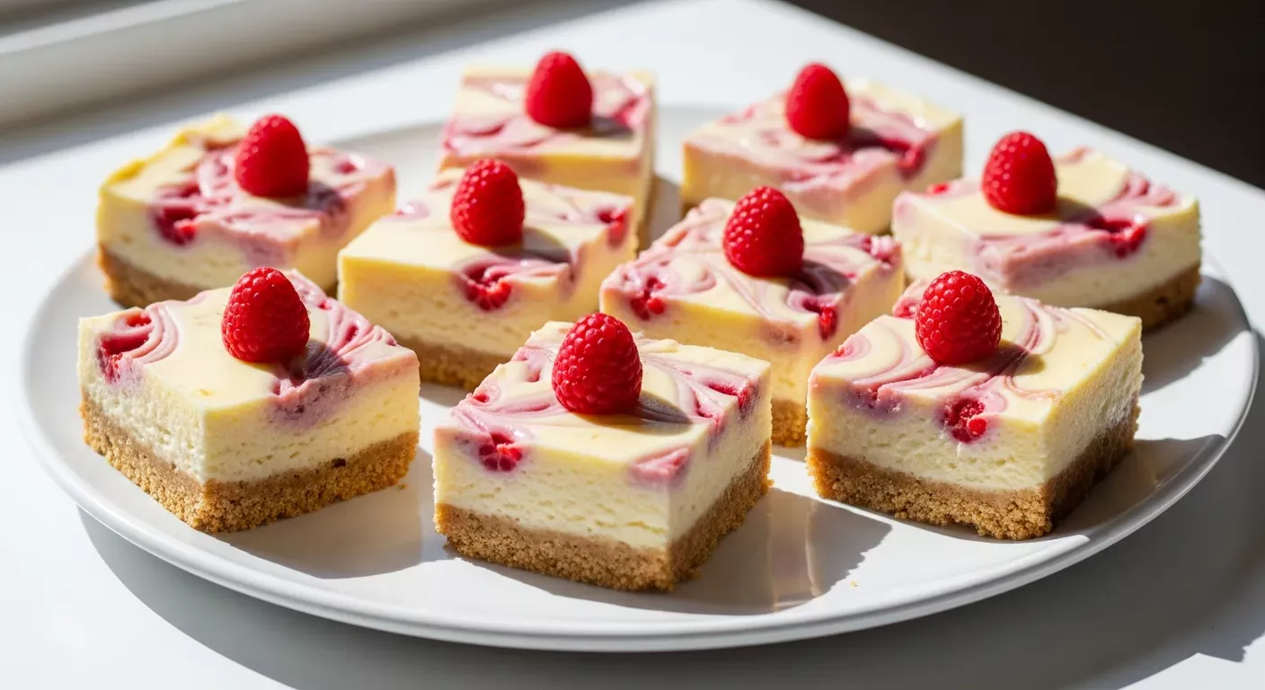 A close-up shot of freshly sliced Lemon Raspberry Swirl Bars showing the vibrant pink fruit pattern and golden crust.