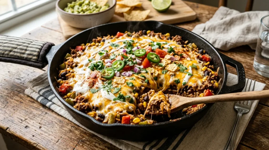 Easy Cheesy Taco Rice Skillet
