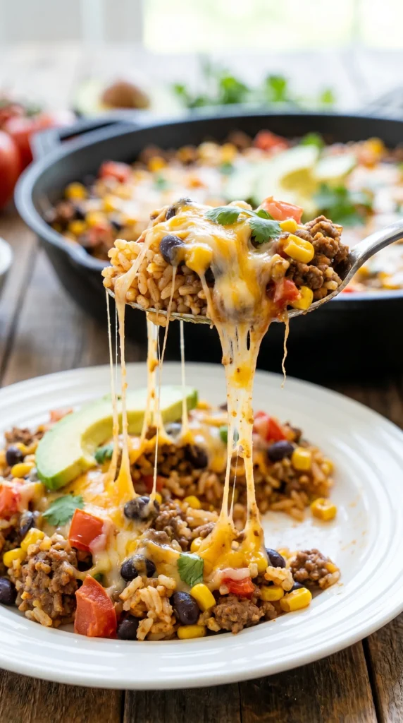 Easy Cheesy Taco Rice Skillet