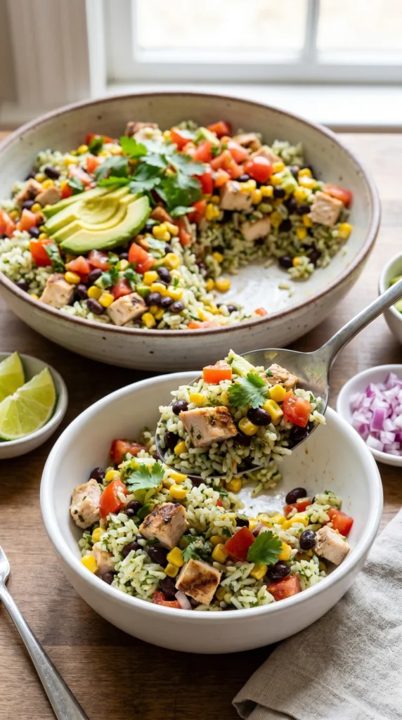 Easy Chicken and Rice Burrito Bowl Recipe