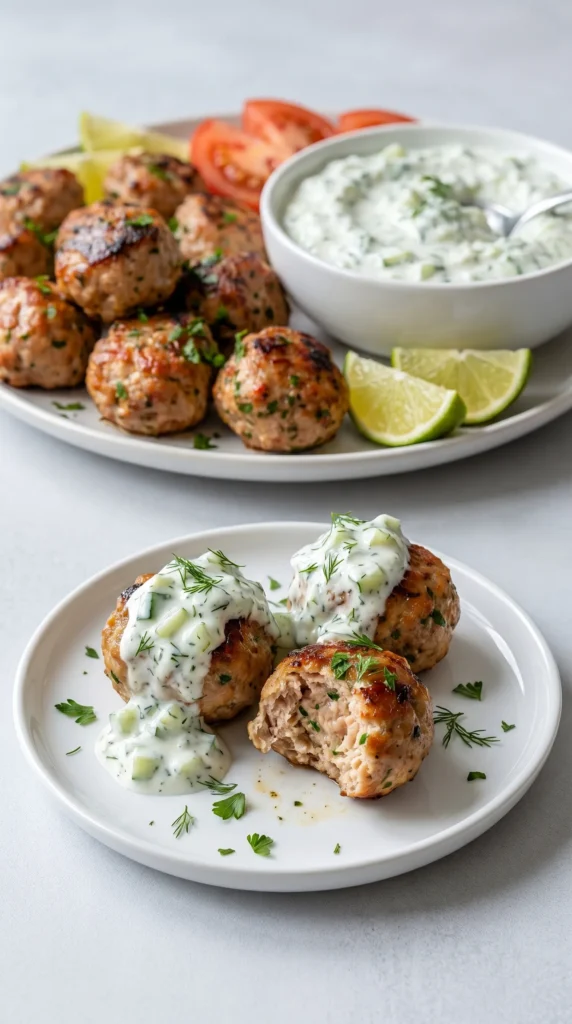 Delicious Greek Turkey Meatballs with Tzatziki Sauce