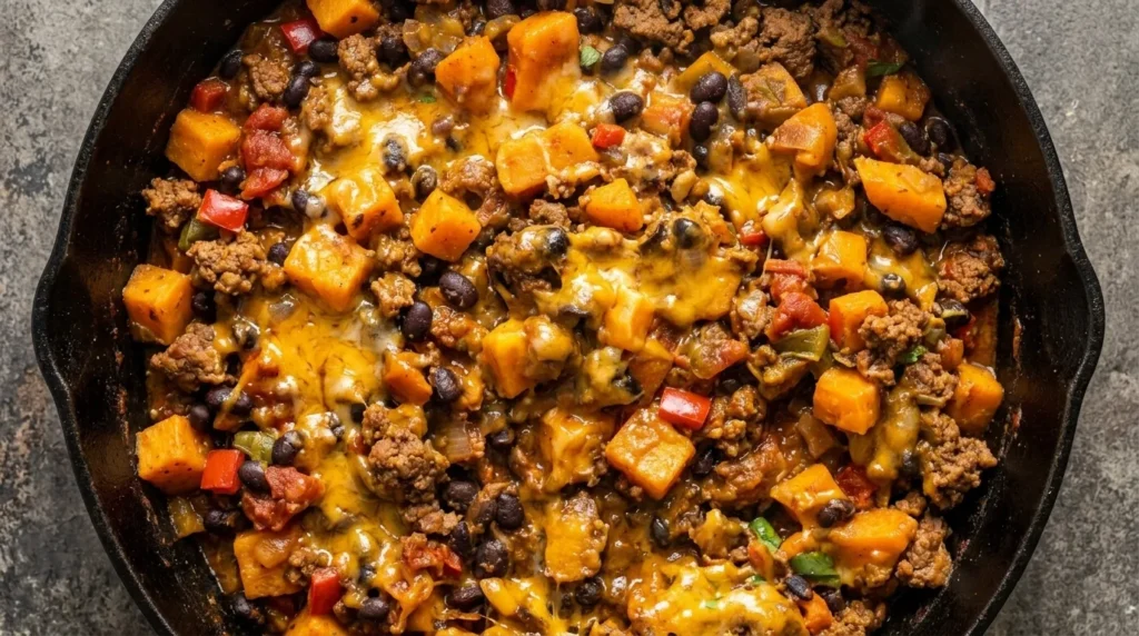 Southwestern Ground Beef Sweet Potato Skillet