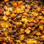 Southwestern Ground Beef Sweet Potato Skillet