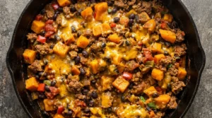 Southwestern Ground Beef Sweet Potato Skillet